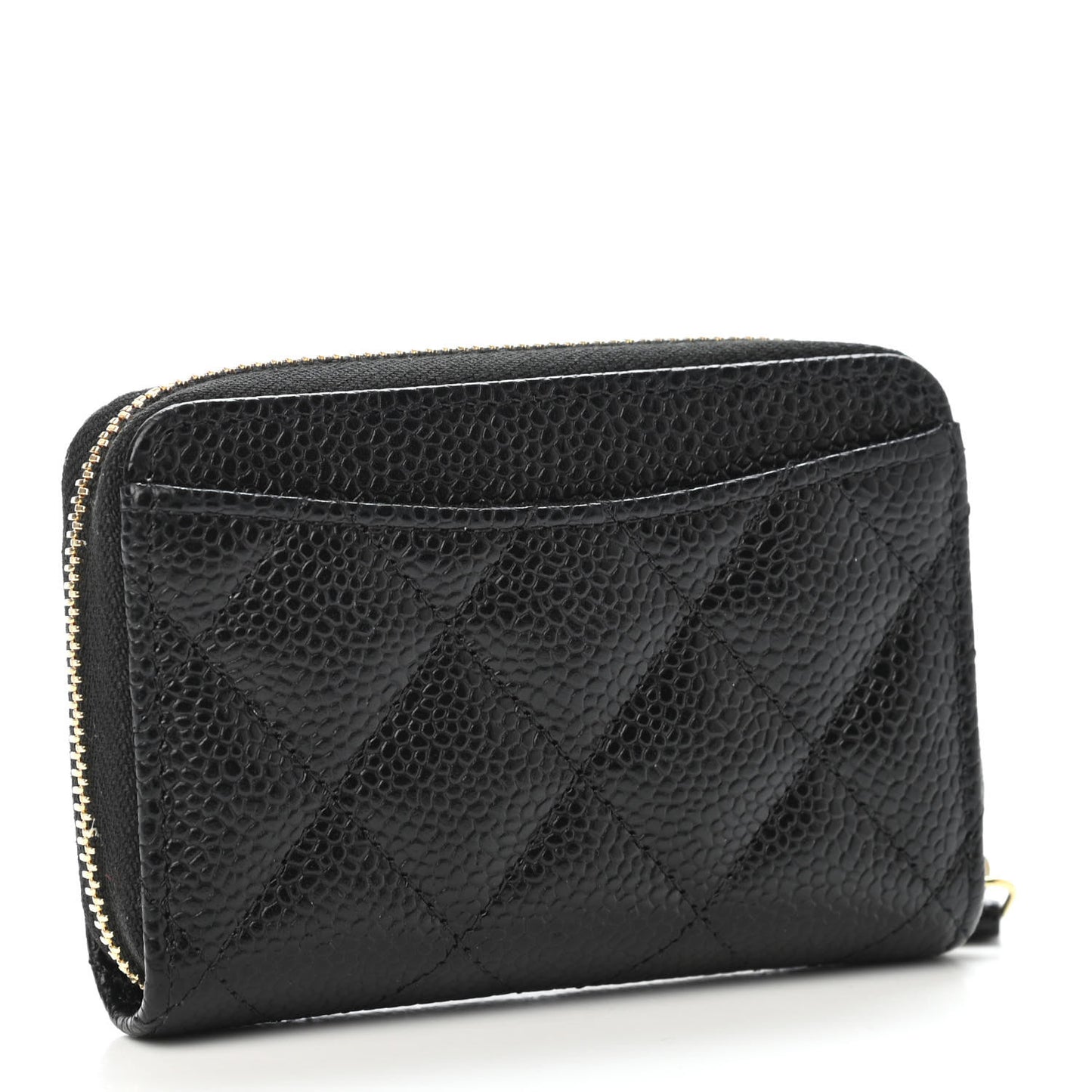 Caviar Quilted Zip Coin Purse Black