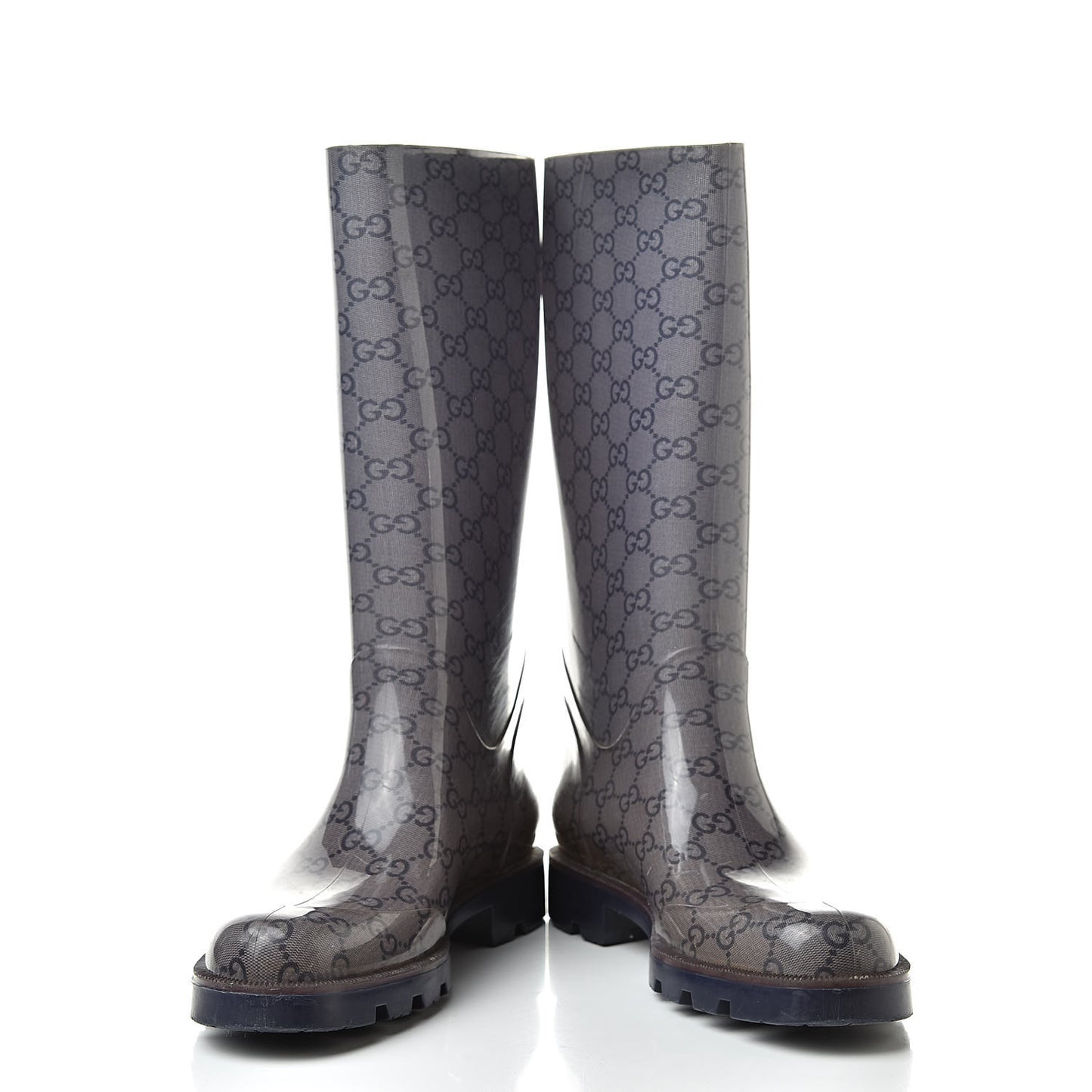 Rubber Monogram Rain Boots 37 Transparent Blue