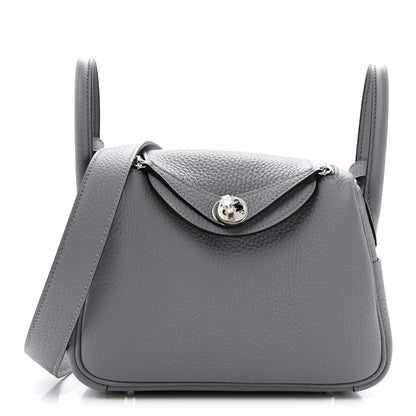 Hermes Taurillon Clemence Mini Lindy 20 Gris Pantin 1 of 11