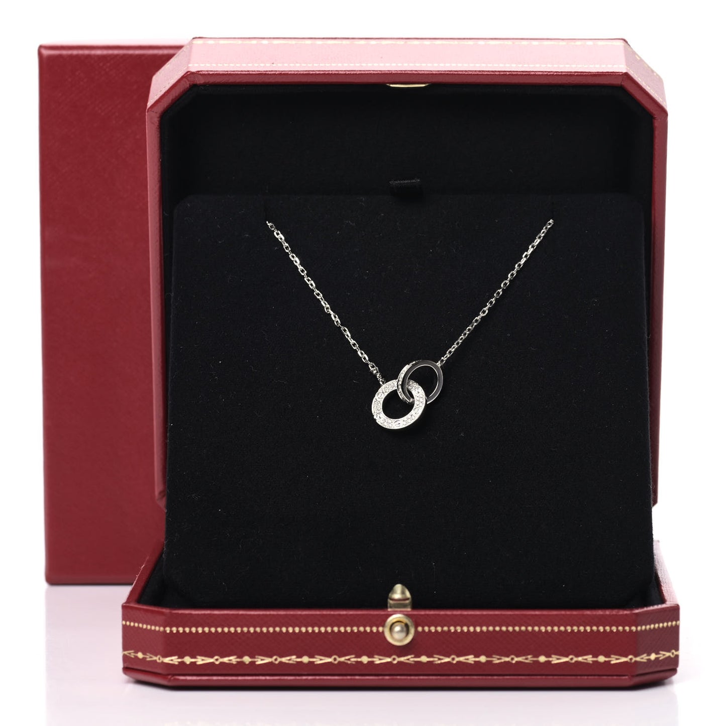18K White Gold Diamond Interlocking LOVE Paved Necklace