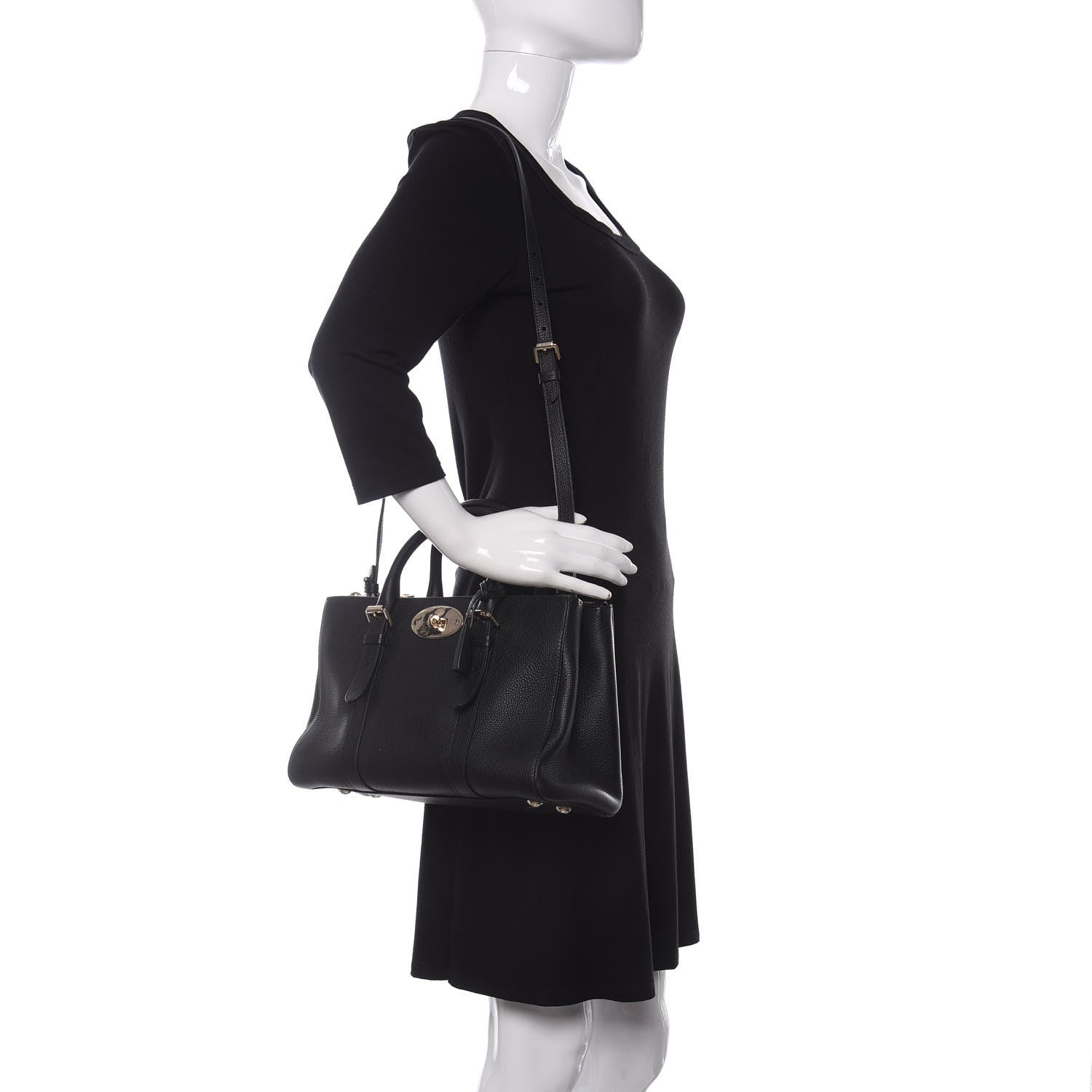 Mulberry Classic Grain Calfskin Small Bayswater Double Zip Tote Black 2 of 8