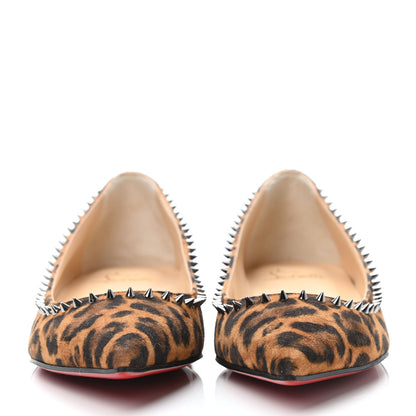 Christian Louboutin Veau Velours Studded Anjalina Flats 37 Leo Gun Metal 3 of 4