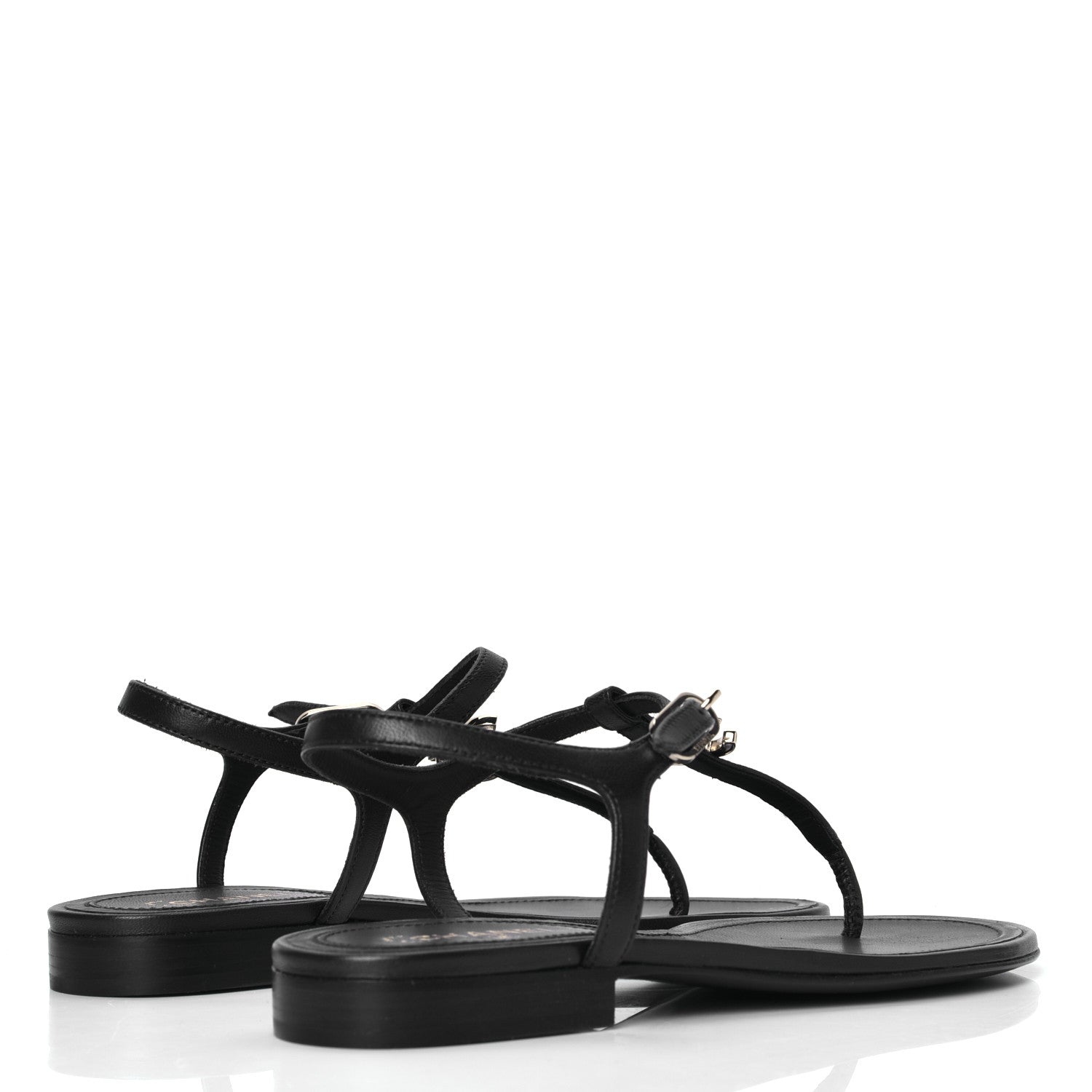 Chanel Lambskin Crystal CC Thong Sandals 35 Navy 3 of 5