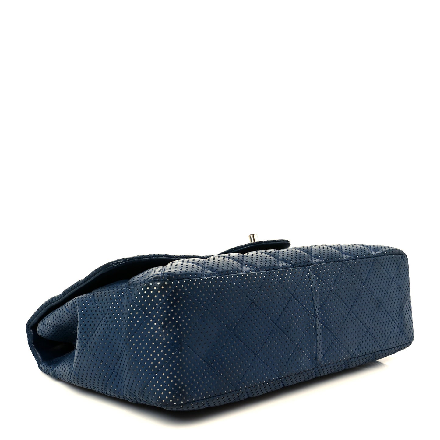 Lambskin Perforated Jumbo Double Flap Blue
