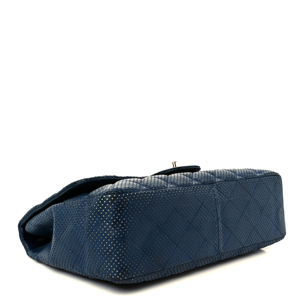 Chanel Lambskin Perforated Jumbo Double Flap Blue 1781104 – FASHIONPHILE
