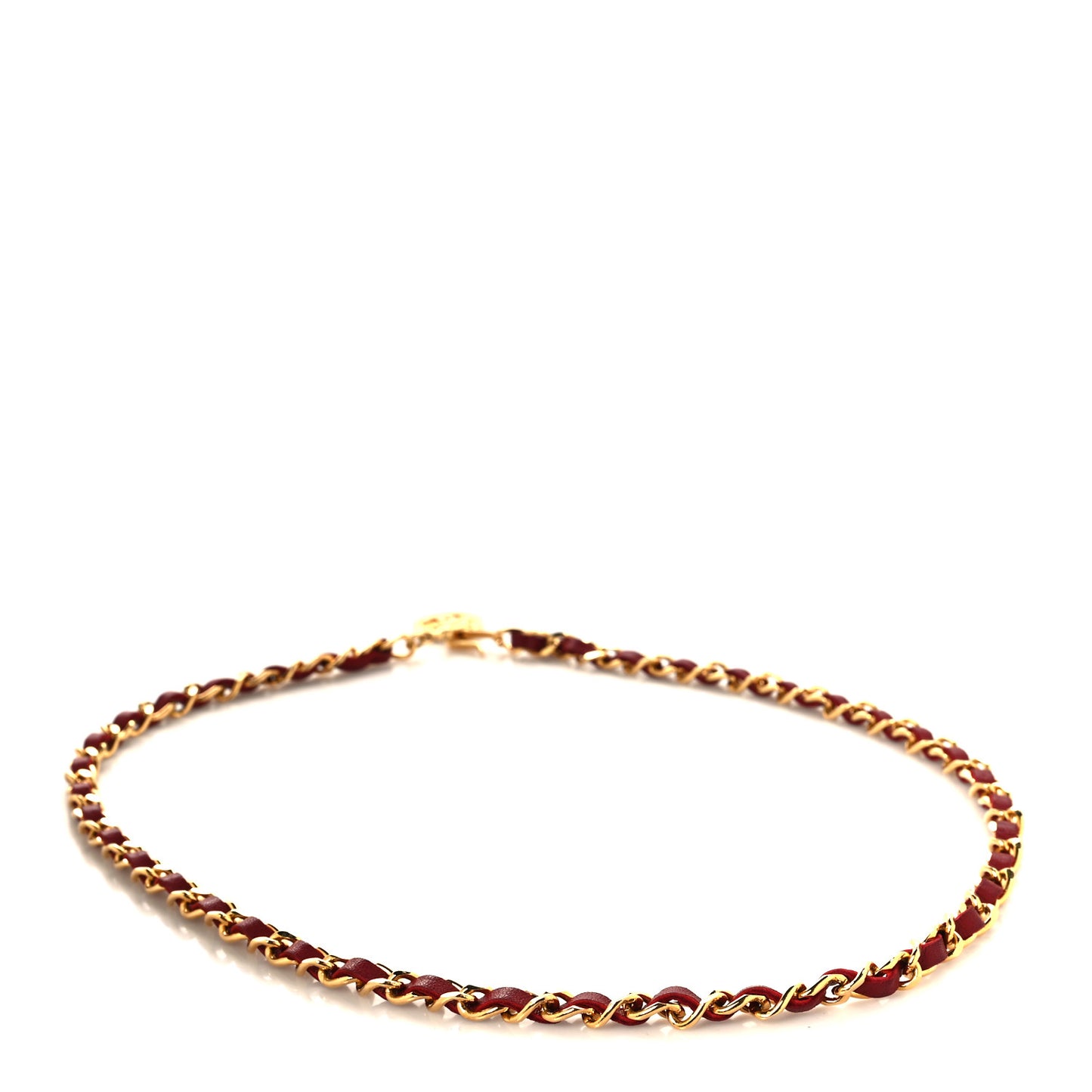 Lambskin Chain CC Medallion Belt Red Gold