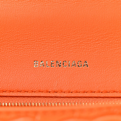 Balenciaga Shiny Calfskin Crocodile Embossed Small Hourglass Top Handle Bag Orange 6 of 12