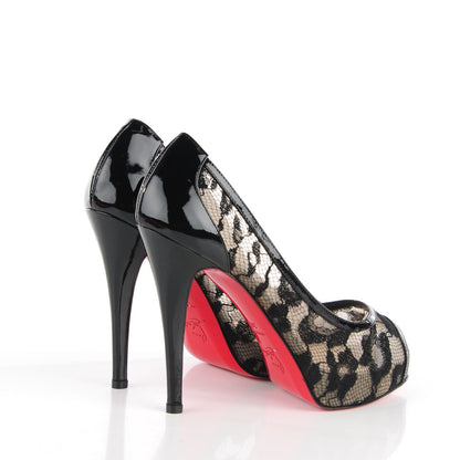 Christian Louboutin Patent Lace Leopard Ambro Pizzo 120 Pumps 37.5 Black 4 of 6