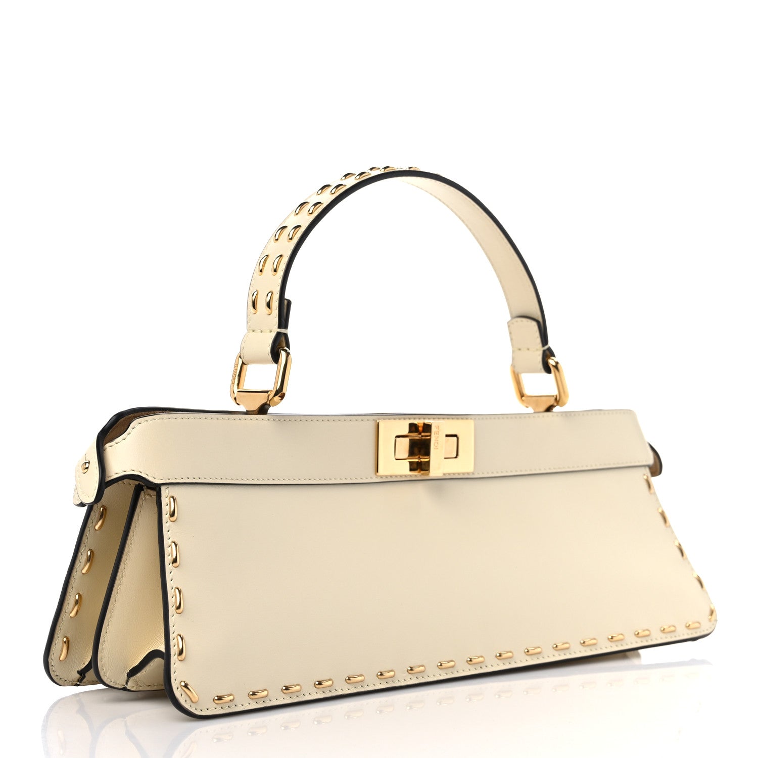 Fendi Vitello King Camoscio Metal Stitch Peekaboo I SEE U Horizontal Satchel Pergamena 3 of 10