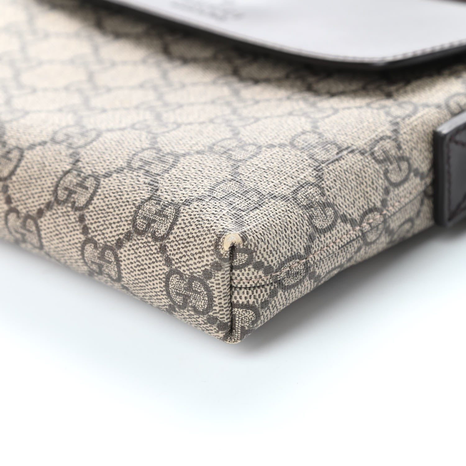 Gucci GG Supreme Monogram Selleria Calfskin Small Satchel Messenger Bag Beige Ebony Cocoa Dark Chocolate 10 of 14