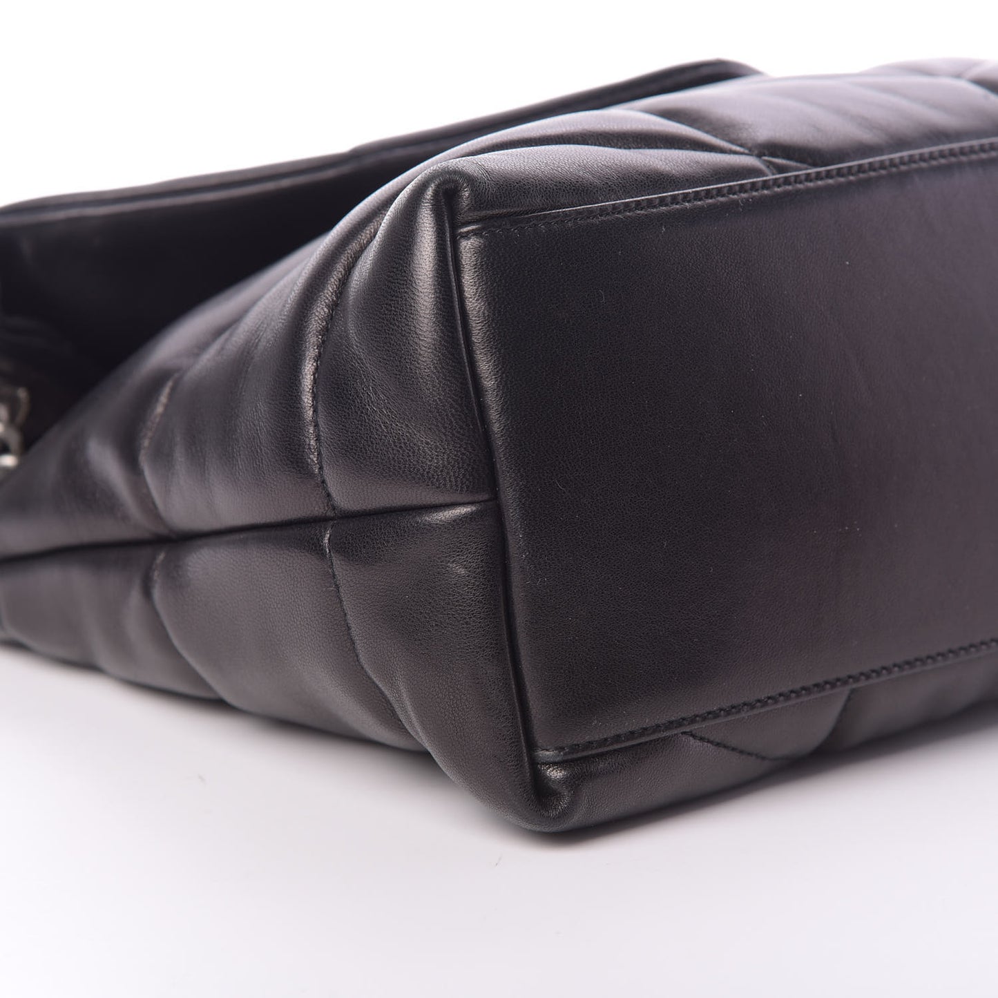 Lambskin Quilted Medium Loulou Puffer Monogram Chain Satchel Black