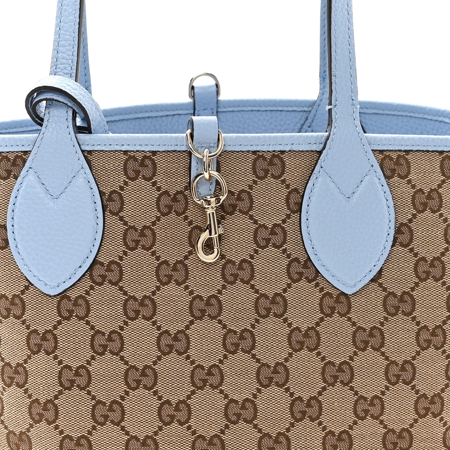 Gucci Grained Calfskin Monogram Small Totissima Reversible Tote Light Blue 8 of 17
