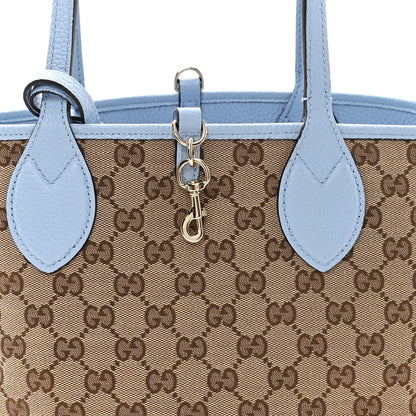 Gucci Grained Calfskin Monogram Small Totissima Reversible Tote Light Blue 8 of 17