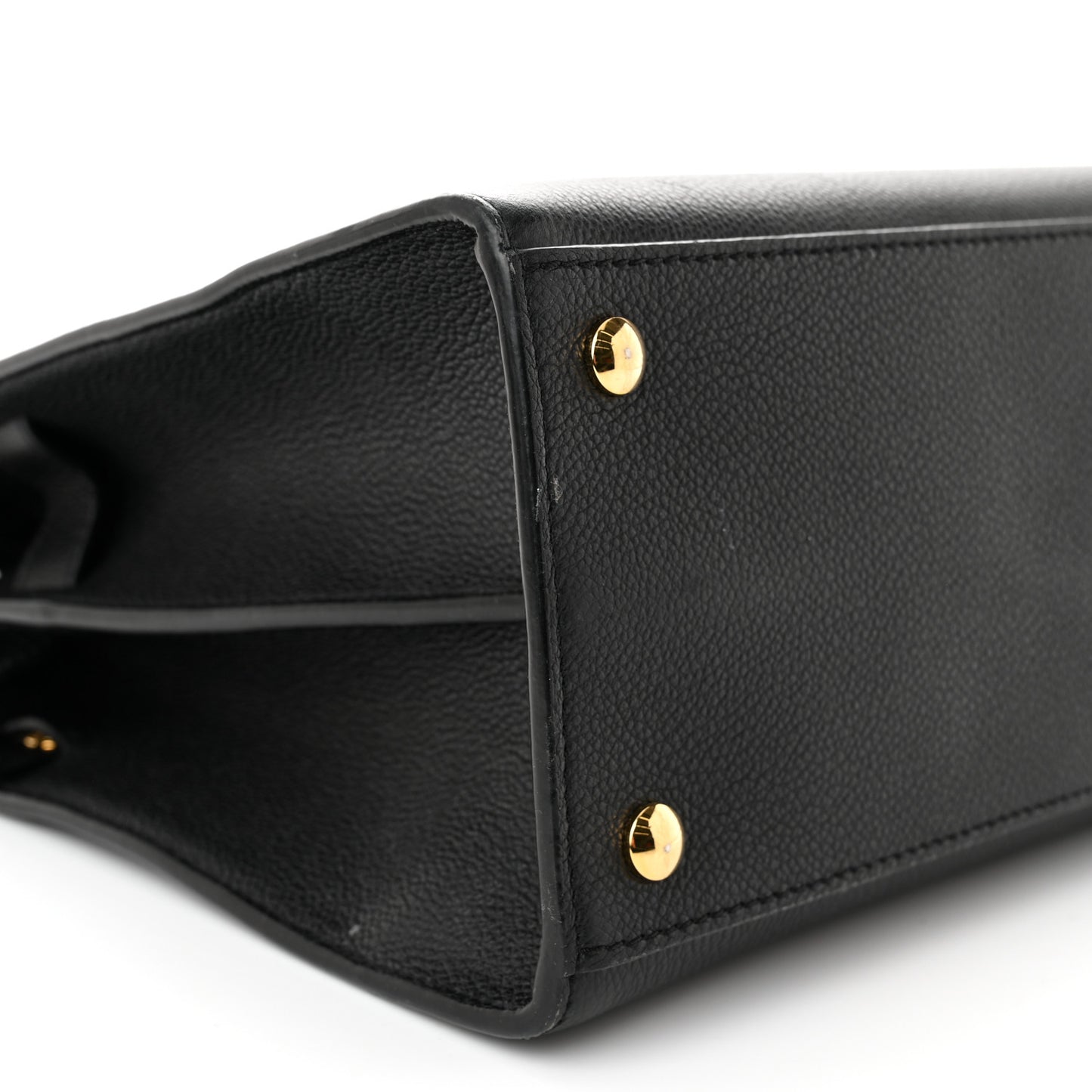 Grainy Calfskin Medium Title Bag Black