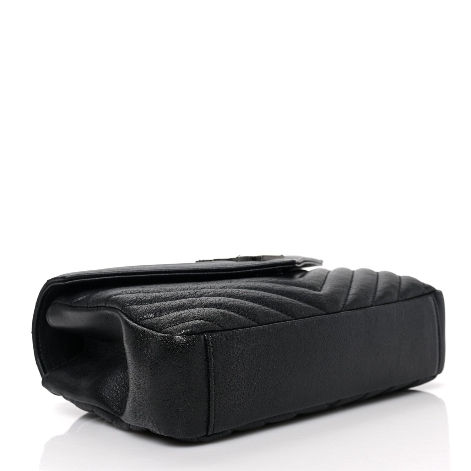 Saint Laurent Sheepskin Matelasse Chevron Monogram Medium College Bag Black 4 of 8