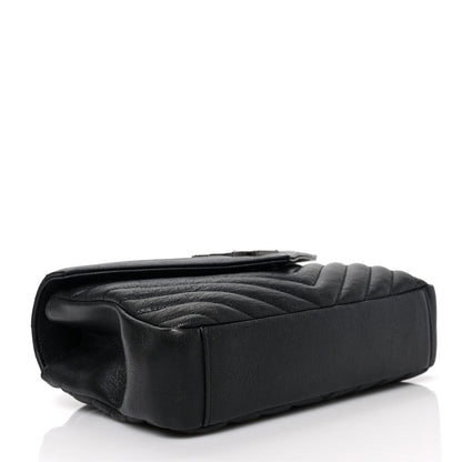 Saint Laurent Sheepskin Matelasse Chevron Monogram Medium College Bag Black 4 of 8