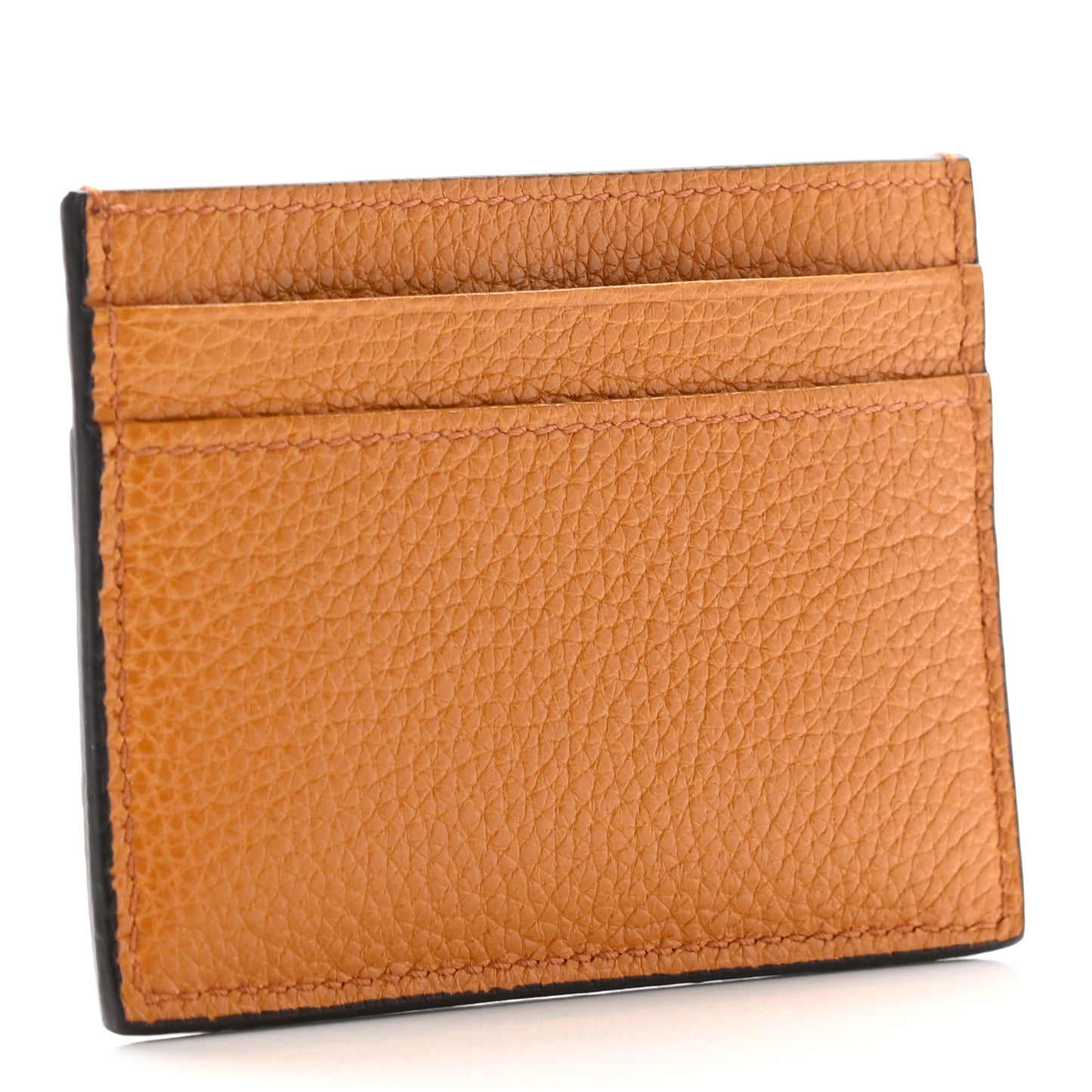 Grainy Calfskin Zumi Card Holder Sun Oil