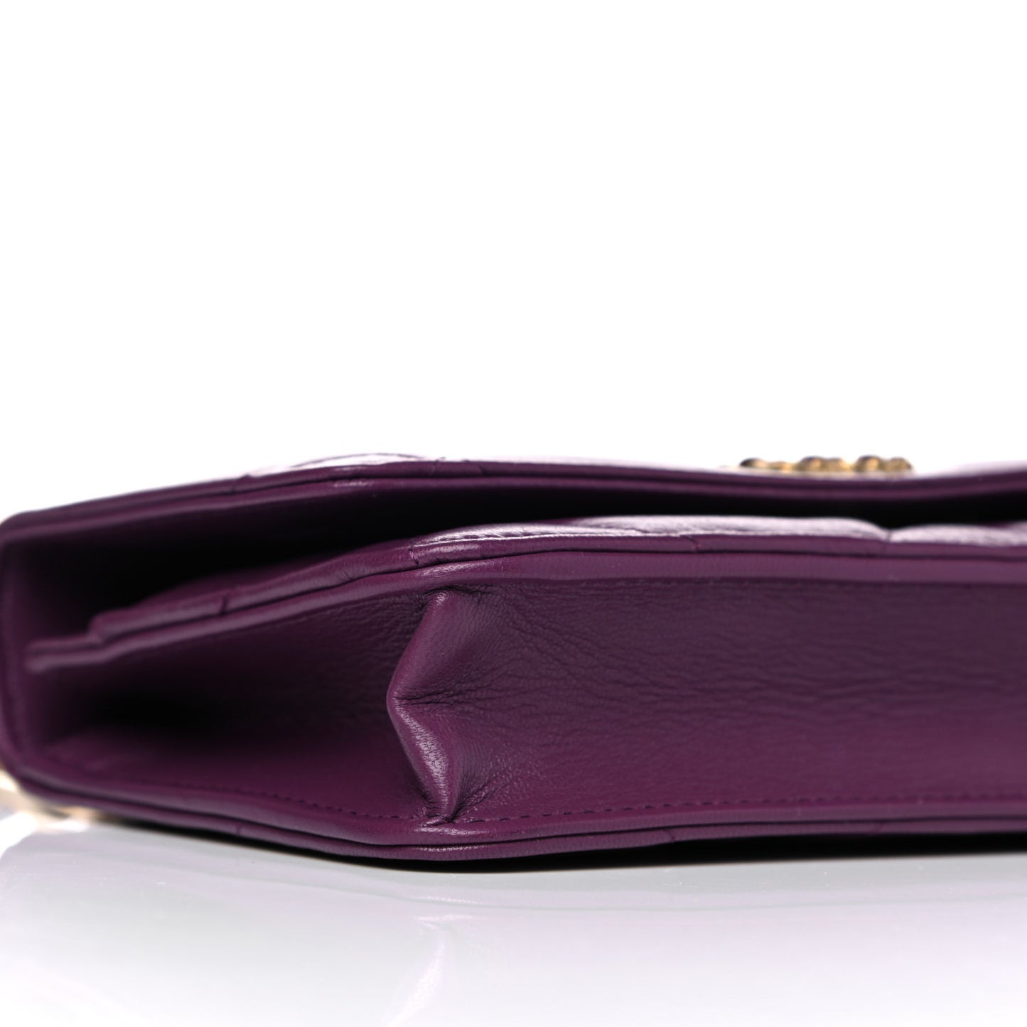 Lambskin Quilted Chanel 19 Wallet On Chain WOC Purple