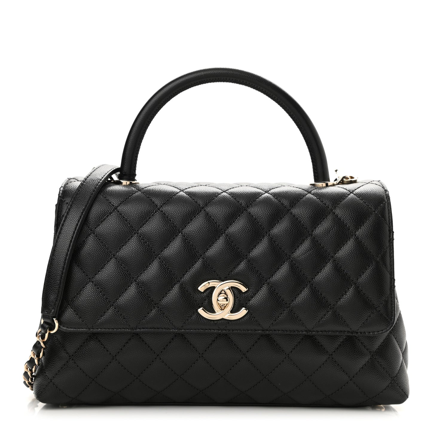Caviar Quilted Small Coco Handle Flap Black