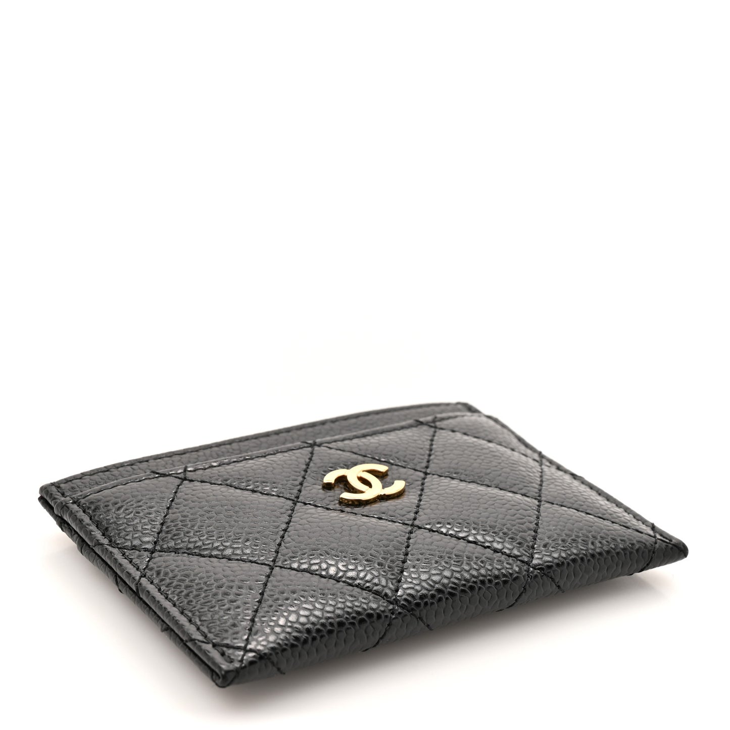 Caviar Quilted Card Holder Black