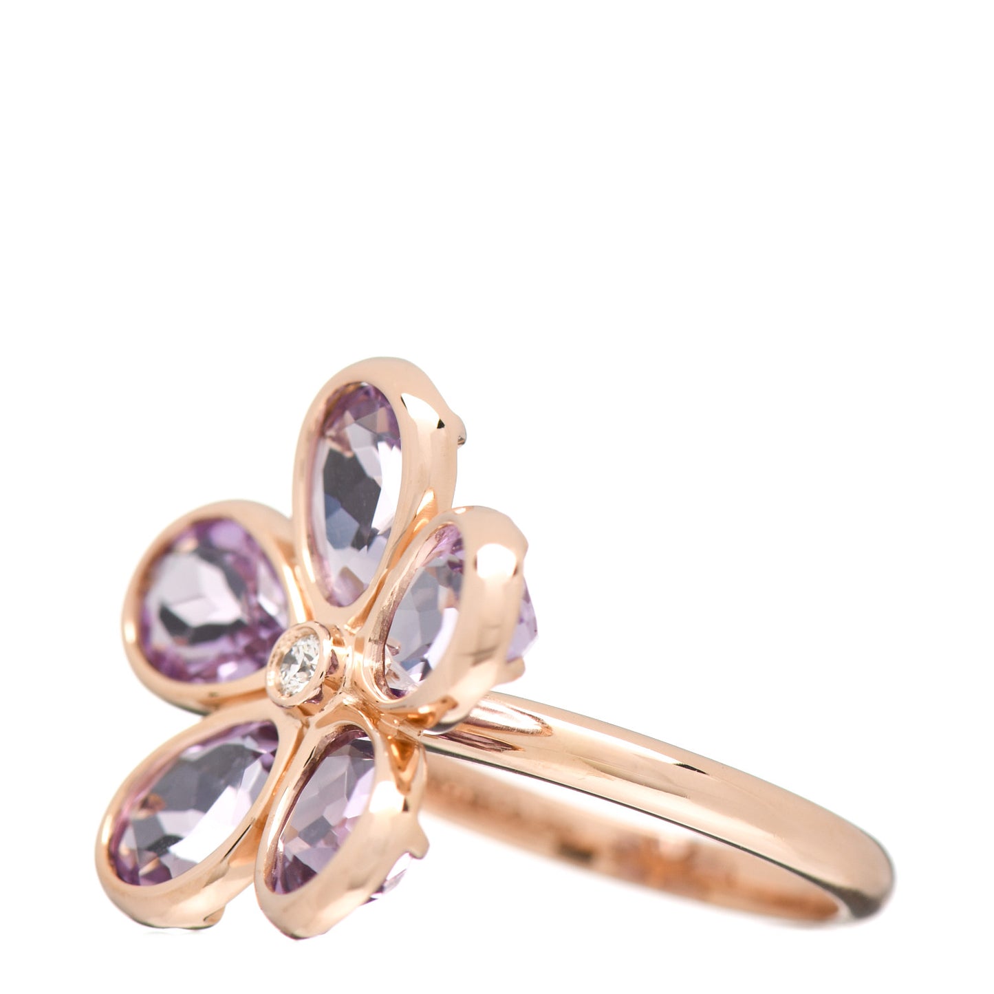 18K Rose Gold Diamond Amethyst Sparklers Flower Ring 49 5