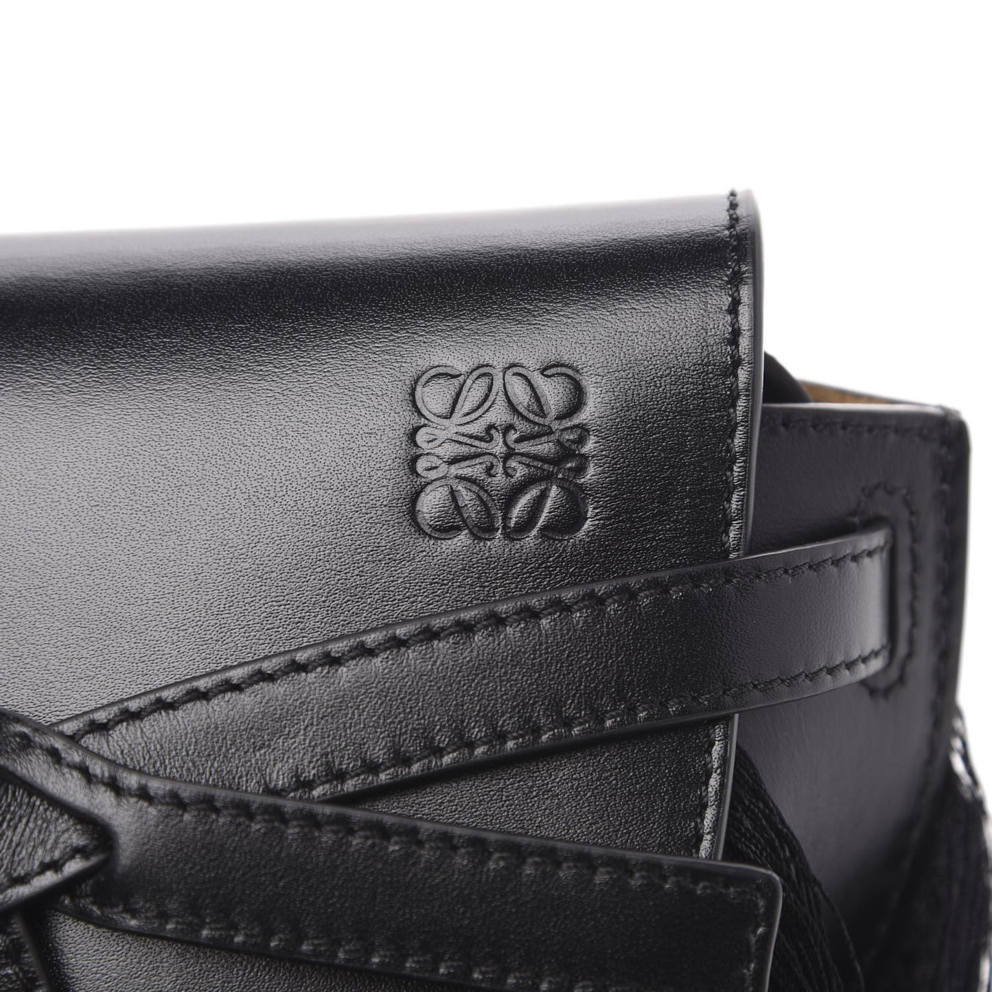 Calfskin Mini Fringe Gate Crossbody Bag Black