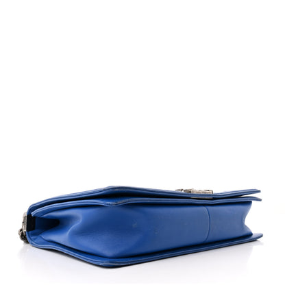Chanel Calfskin Chevron Quilted Large Boy Flap Blue 4 of 12