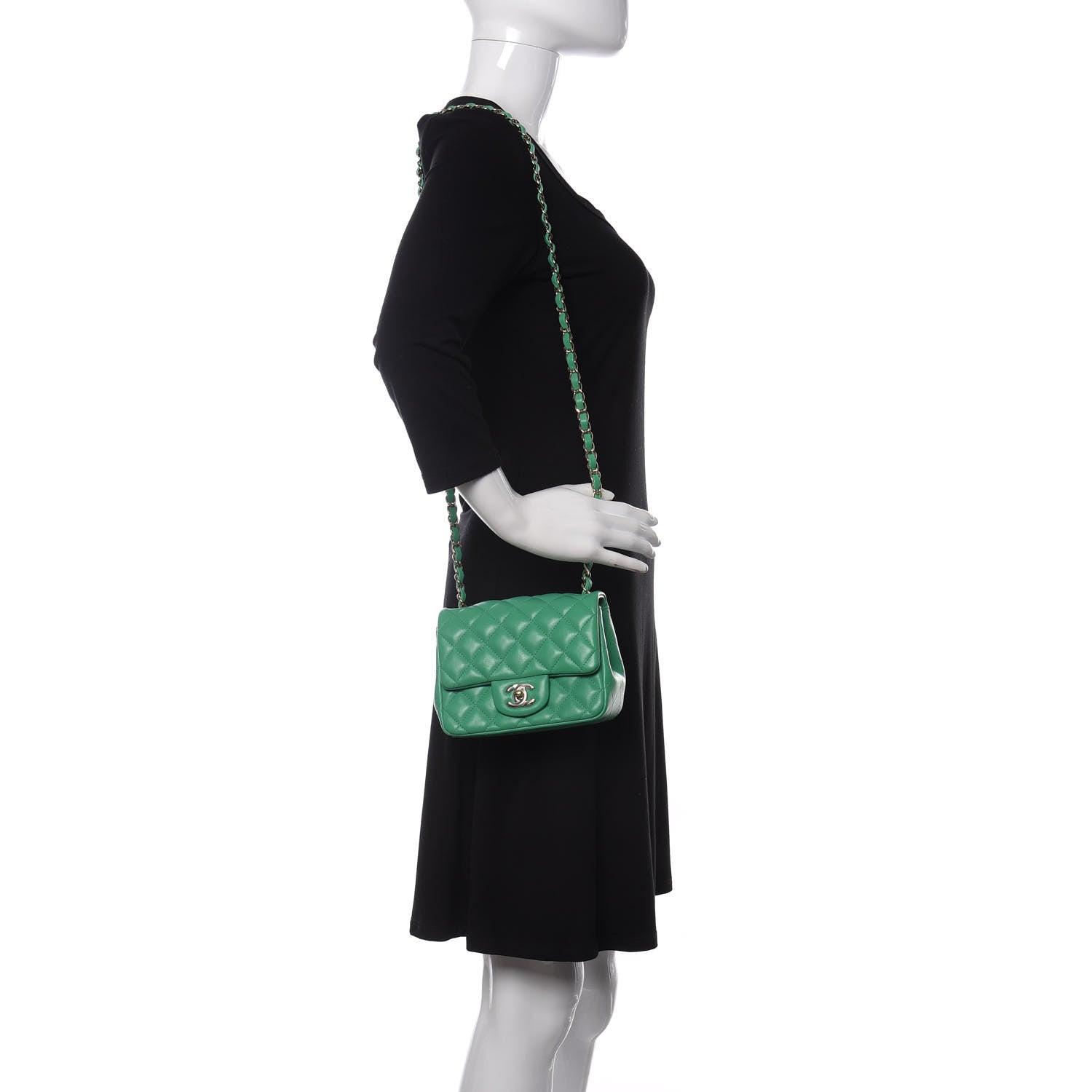 Chanel Lambskin Quilted Mini Square Flap Green 2 of 11