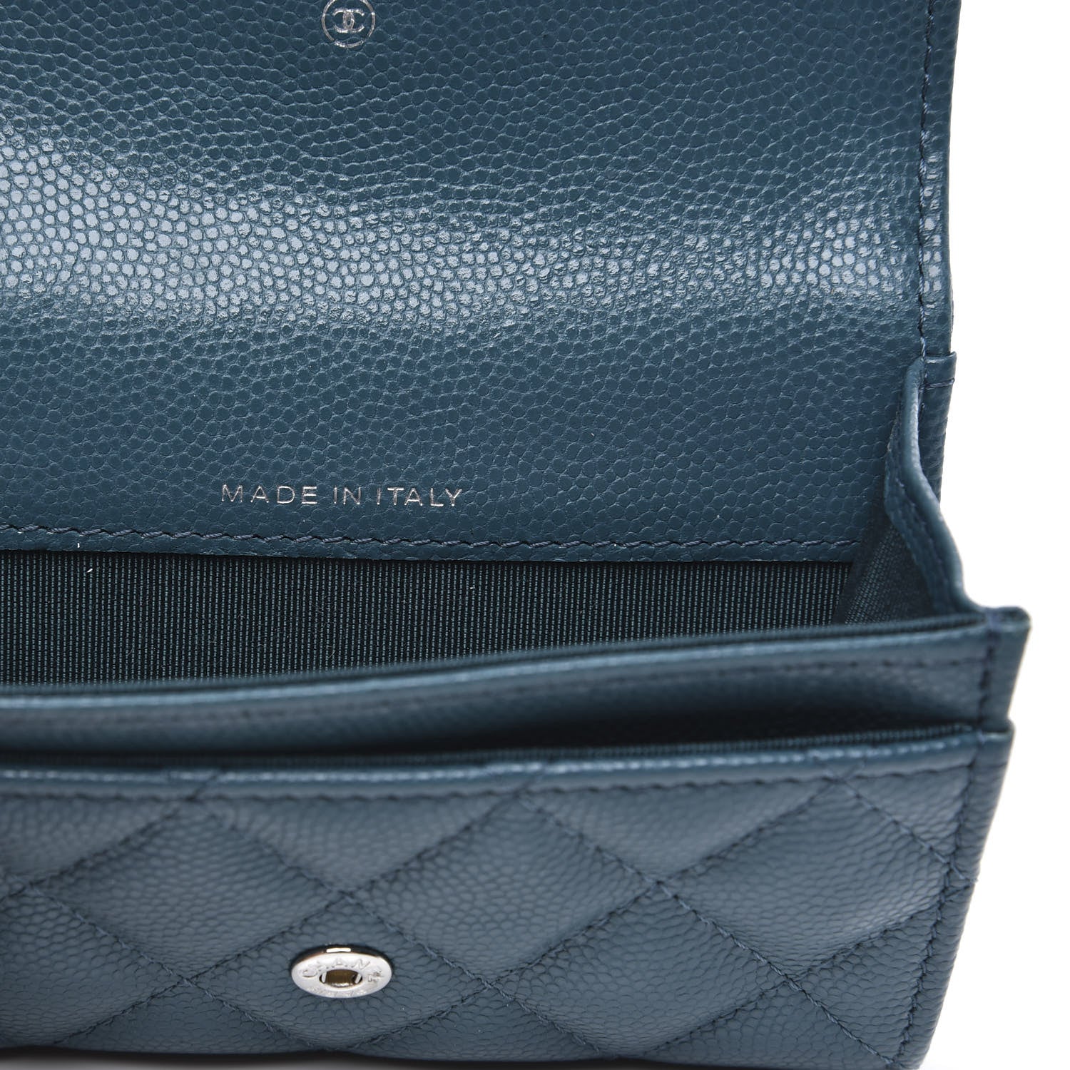 Chanel Caviar Quilted Flap Card Holder Wallet Dark Turquoise 7 of 10