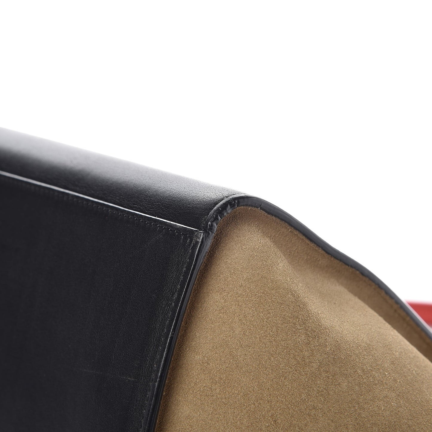 Drummed Calfskin Suede Medium Tri-Color Trapeze Vermillion