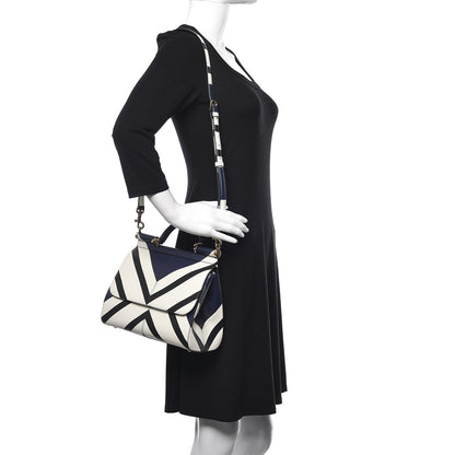 Dolce & Gabbana Dauphine Chevron Striped Medium Miss Sicily Satchel Blue 2 of 10