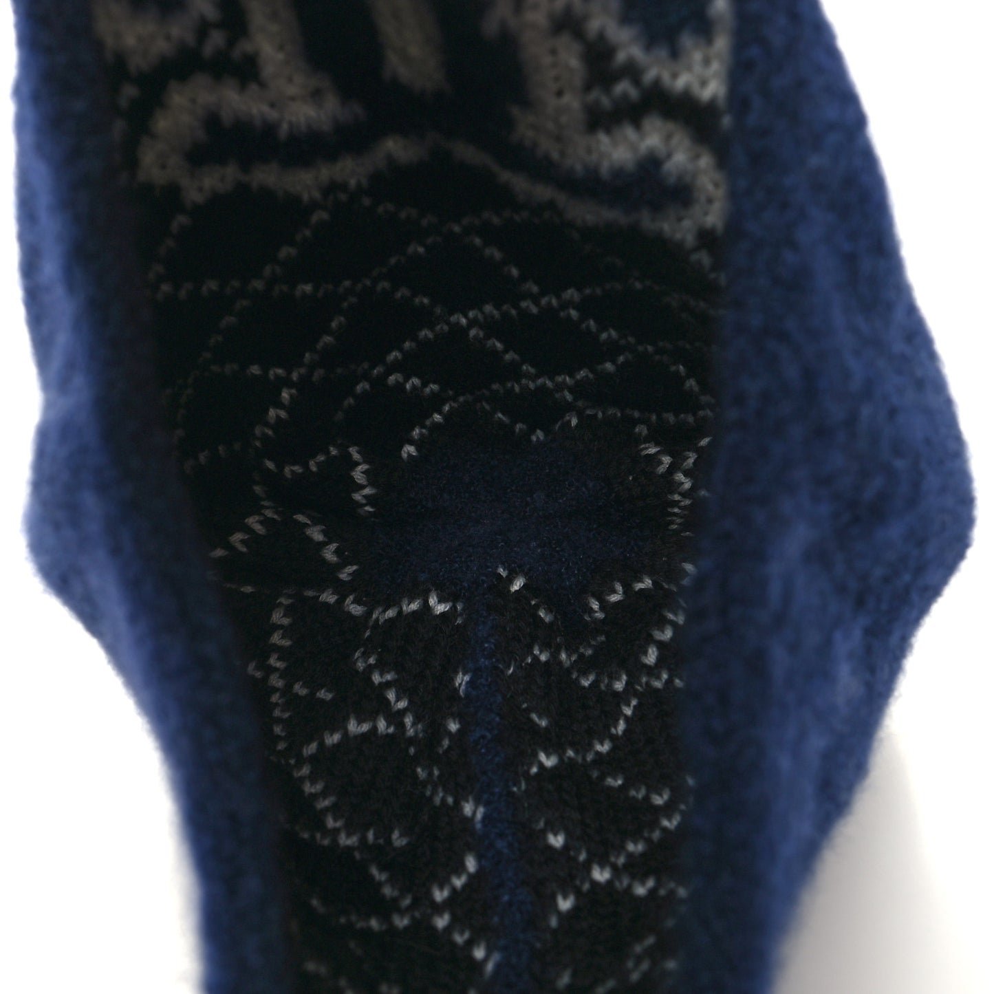 Wool Cashmere CC Beanie Hat Navy Blue Black White