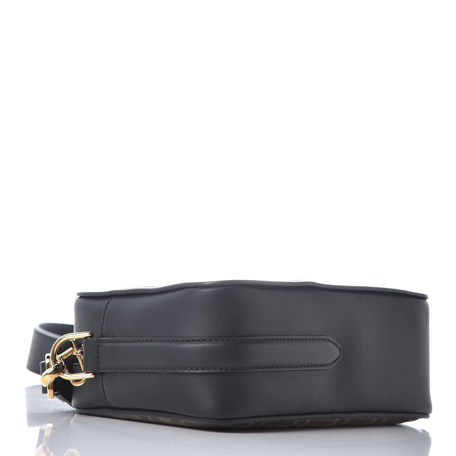 Fendi Glazed Fabric Vitello Century F is Fendi FF 1974 Stamp Patch Camera Case Mogano Panna Black 4 of 8
