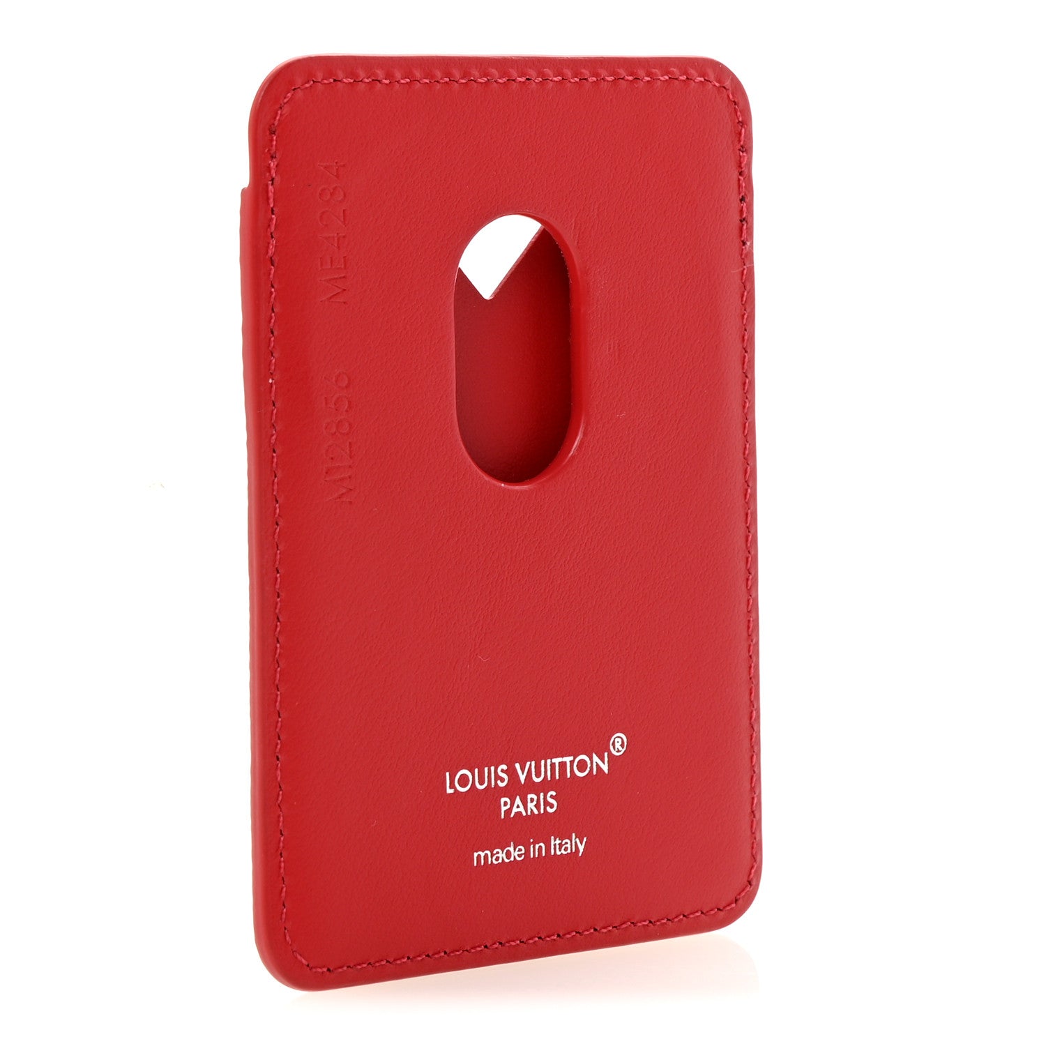 Louis Vuitton Monogram Macassar Magnetic Card Holder Sari Red 4 of 7