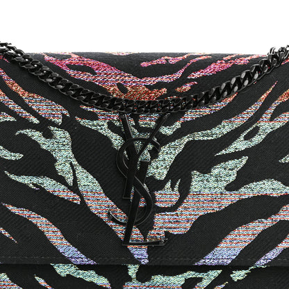 Saint Laurent Canvas Calfskin Metallic Tiger Print Small Monogram Kate Satchel Black Multicolor 8 of 13