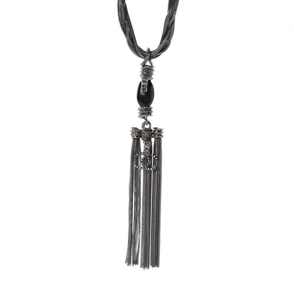 Chanel Ruthenium Enamel CC Tassel Chain Necklace 5 of 6