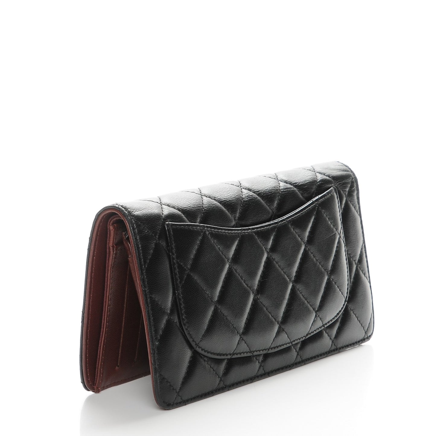 Lambskin Quilted Yen Wallet Black