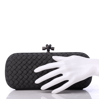 Bottega Veneta Silk Faille Intrecciato Knot Clutch Grey 2 of 6