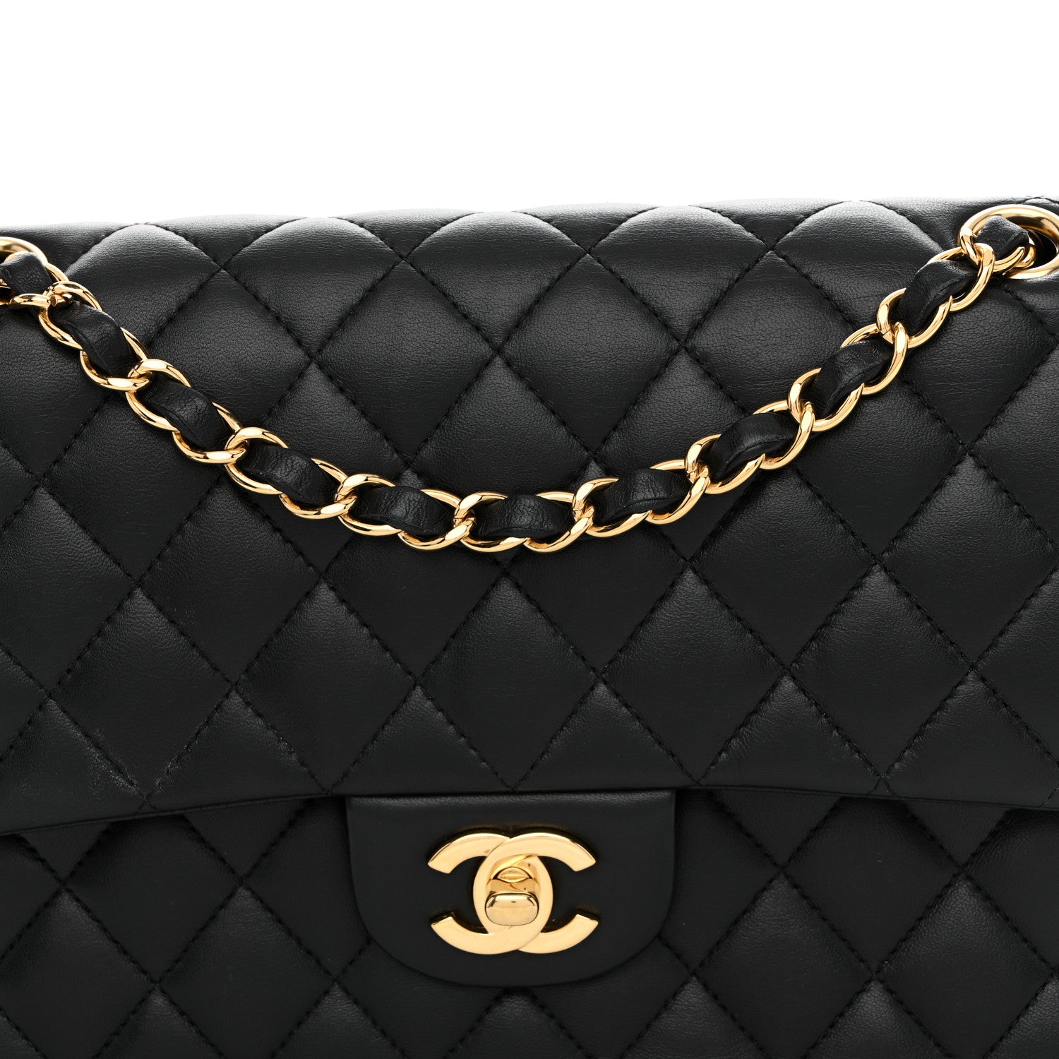 Chanel Lambskin Quilted Medium Double Flap Black 8 of 12