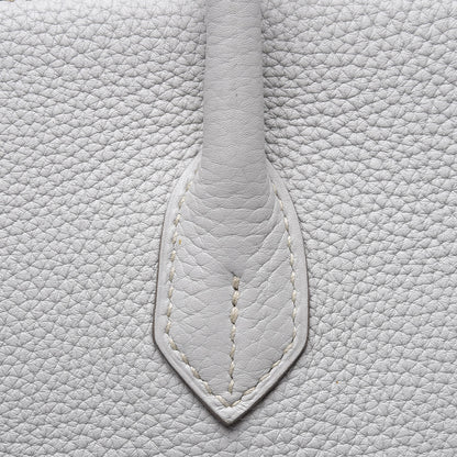 Hermes Taurillon Clemence Lizard Club Birkin 35 Gris Perle White Mykonos 9 of 31