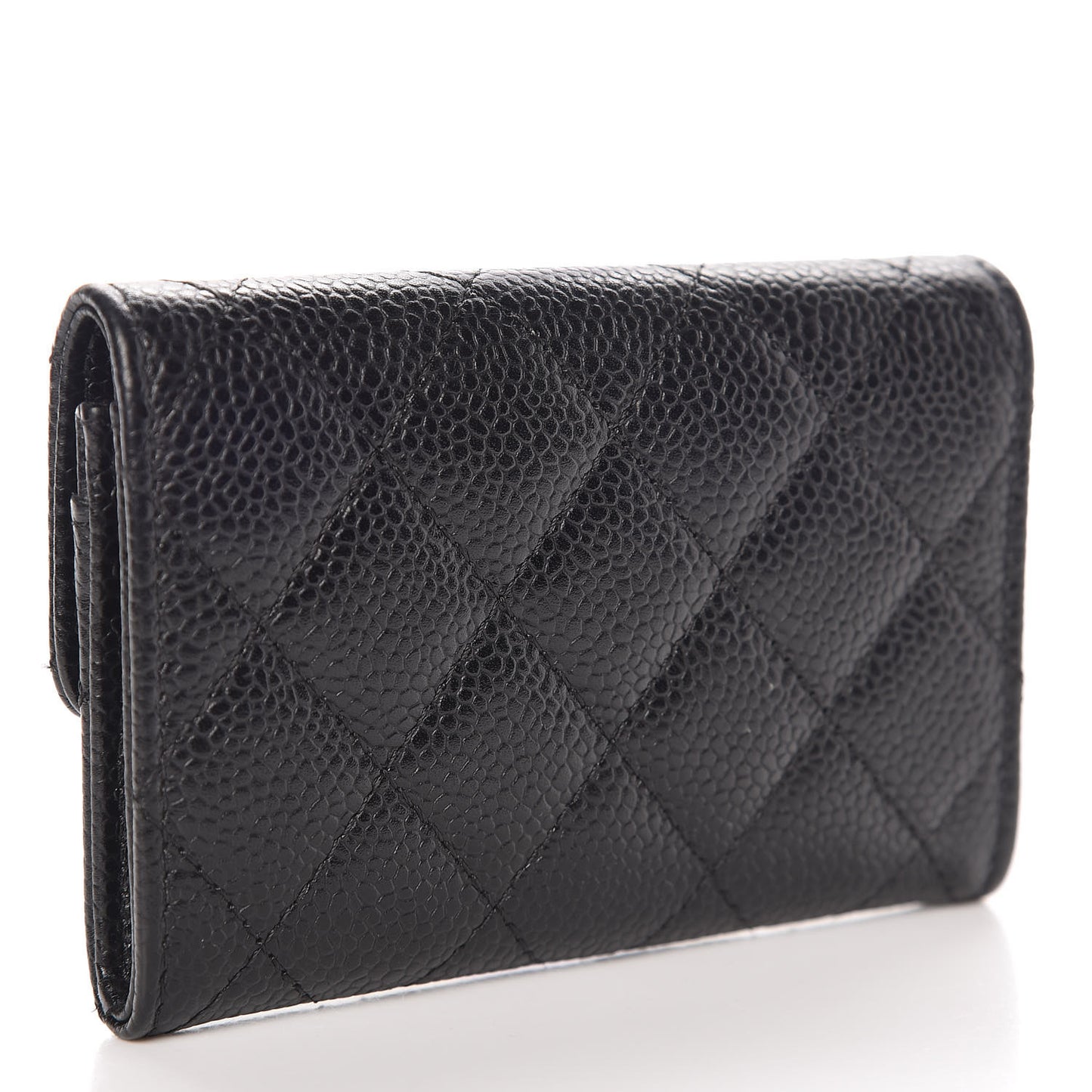 Caviar Quilted Flap Card Holder Black