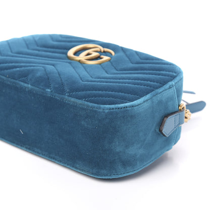 Gucci Velvet Matelasse Small GG Marmont Chain Shoulder Bag Pavone Cyan 8 of 9