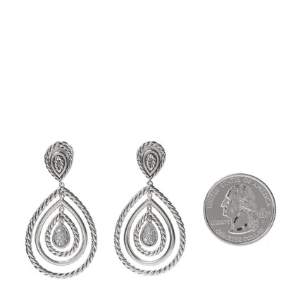 David Yurman Sterling Silver Diamond Cable Classic Teardrop Earrings 2 of 4