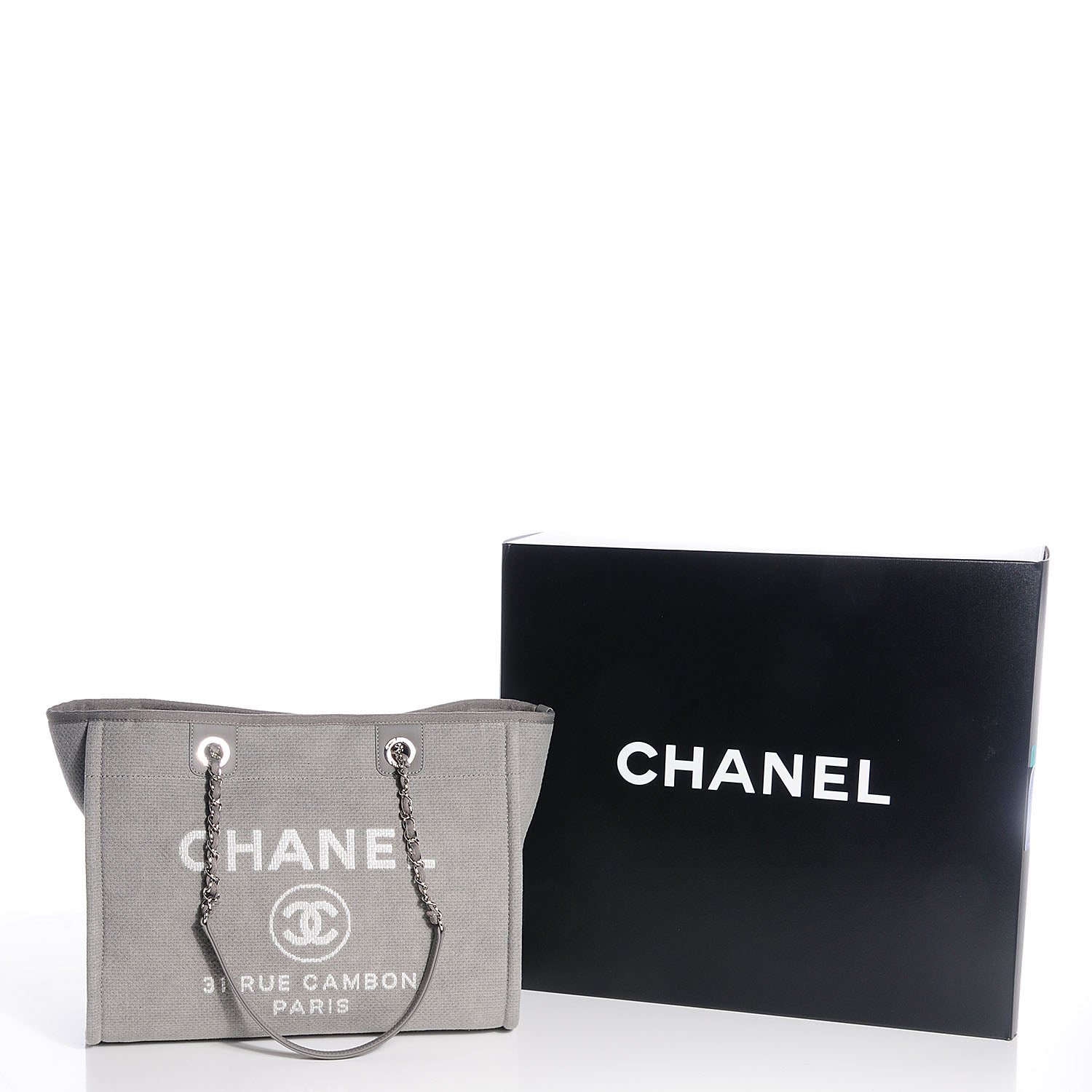 Chanel Canvas Deauville Small Tote Grey 5 of 8