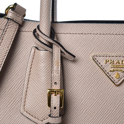 Prada Saffiano Cuir Medium Double Bag Cammeo Black 10 of 10