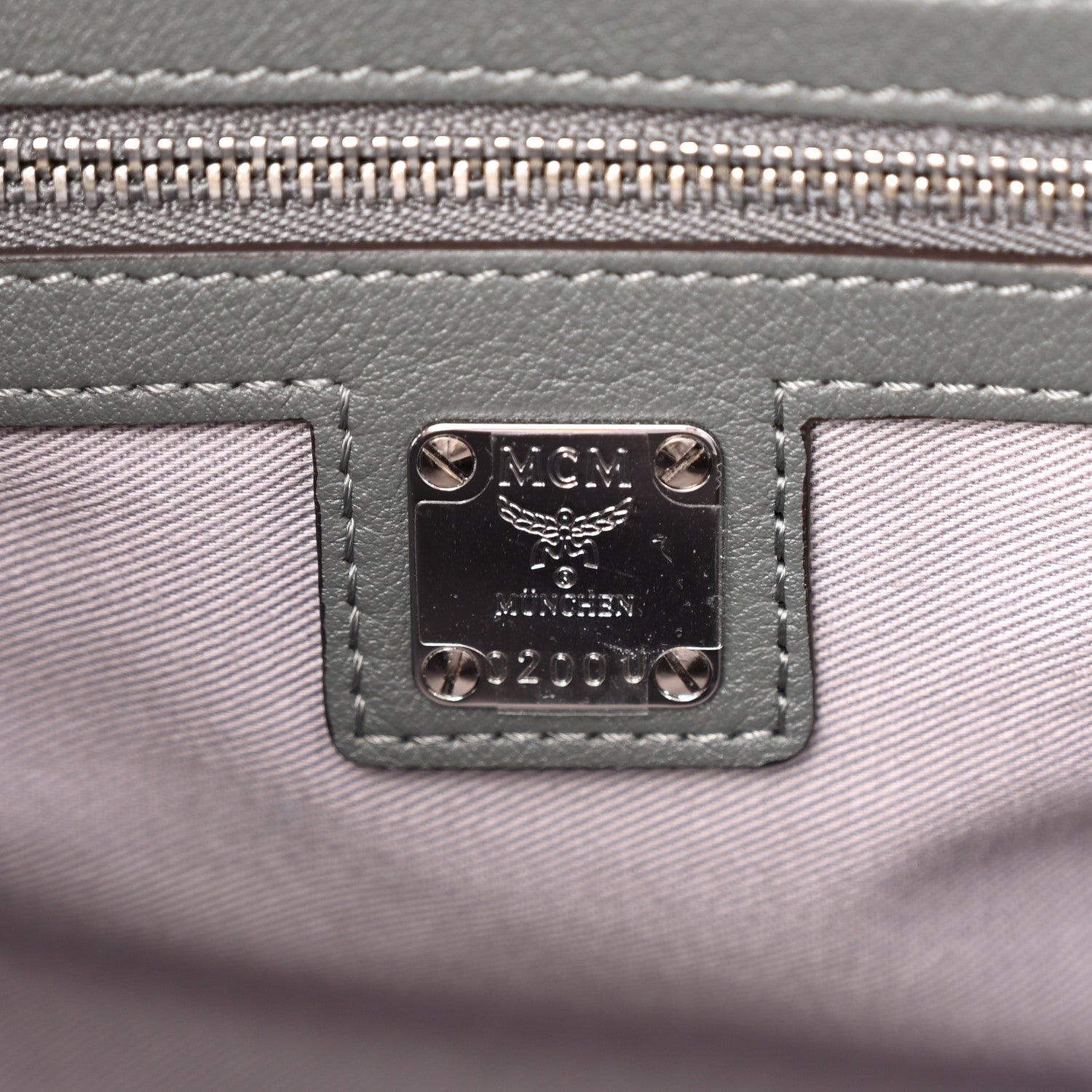 MCM Calfskin Ottomar Monogram Essential Boston Bag Grey 6 of 9