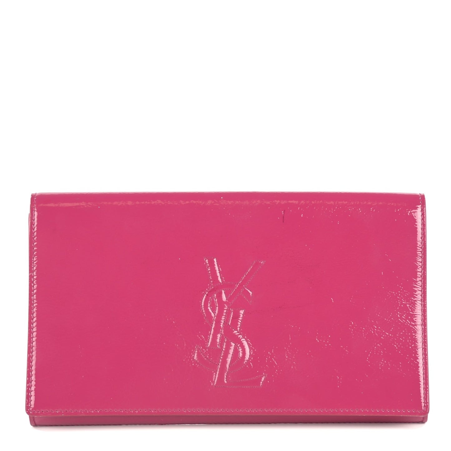Textured Patent Large Belle De Jour Clutch Fuchsia