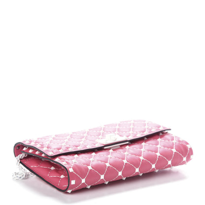 Valentino Garavani Lambskin Free Rockstud Spike Wallet On Chain Shadow Pink 4 of 8