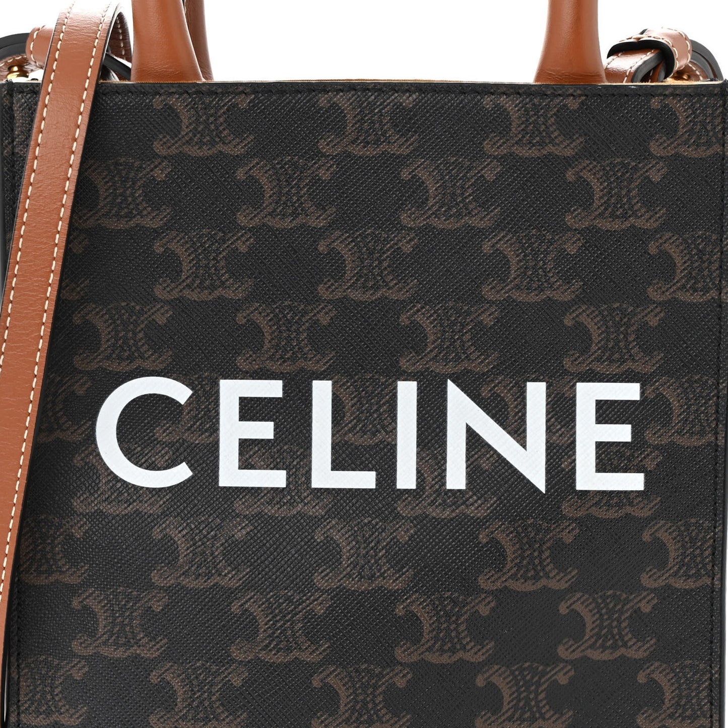 Triomphe Canvas Calfskin Mini Vertical Cabas Tan