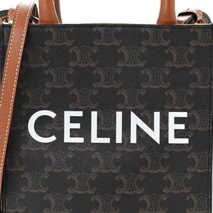 Celine Triomphe Canvas Calfskin Mini Vertical Cabas Tan 6 of 8